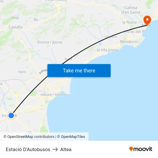 Estació D'Autobusos to Altea map