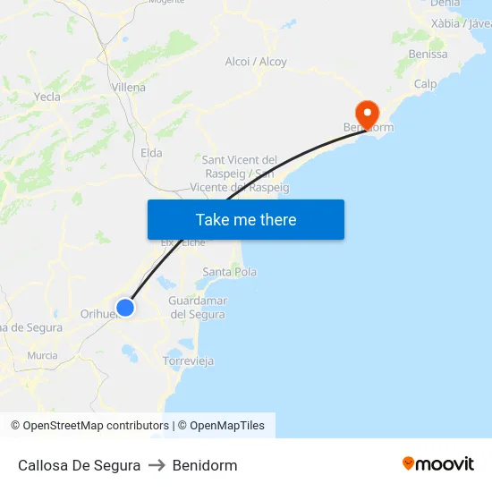 Callosa De Segura to Benidorm map