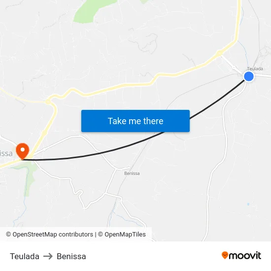 Teulada to Benissa map