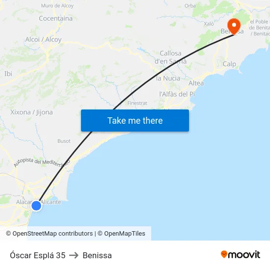 Óscar Esplá 35 to Benissa map