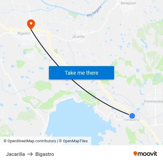 Jacarilla to Bigastro map