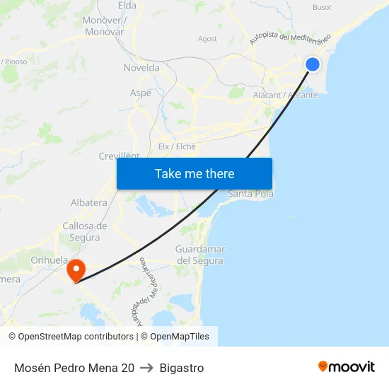 Mosén Pedro Mena 20 to Bigastro map