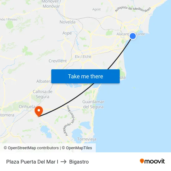 Plaza Puerta Del Mar I to Bigastro map