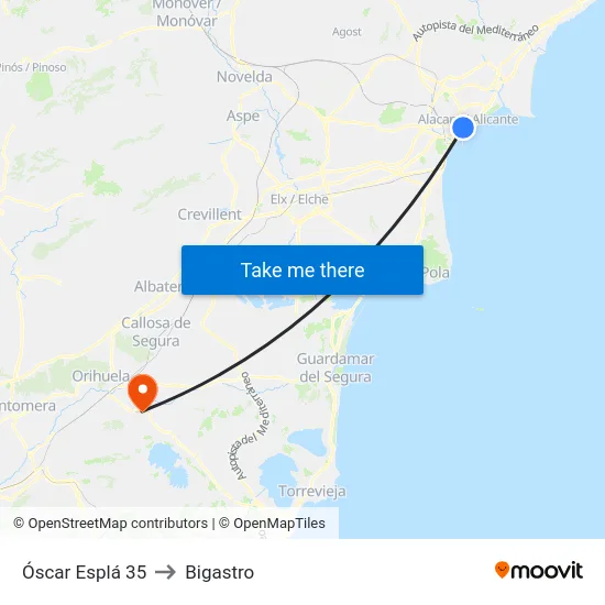 Óscar Esplá 35 to Bigastro map