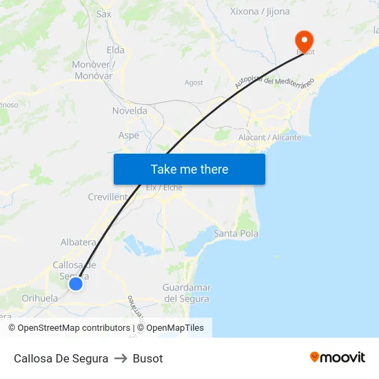 Callosa De Segura to Busot map