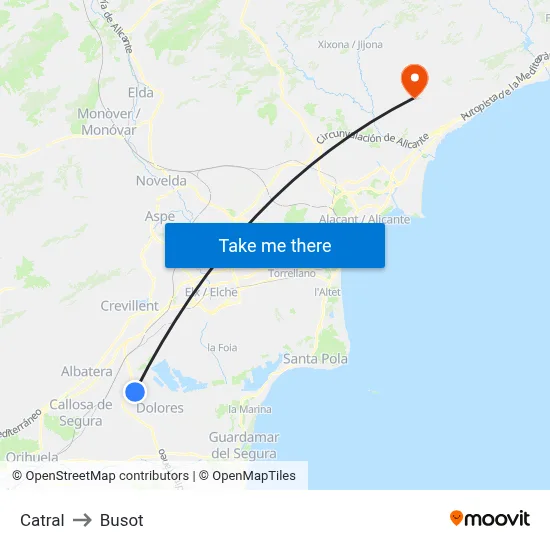 Catral to Busot map