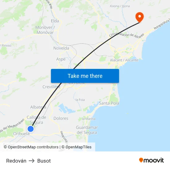 Redován to Busot map