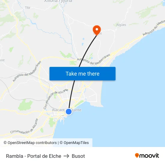 Rambla - Portal de Elche to Busot map