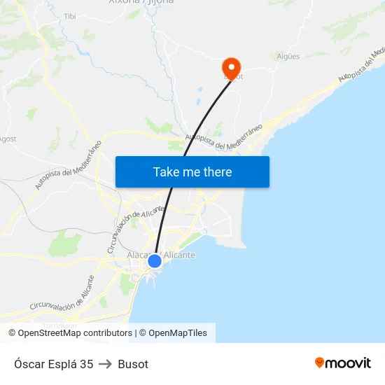 Óscar Esplá 35 to Busot map