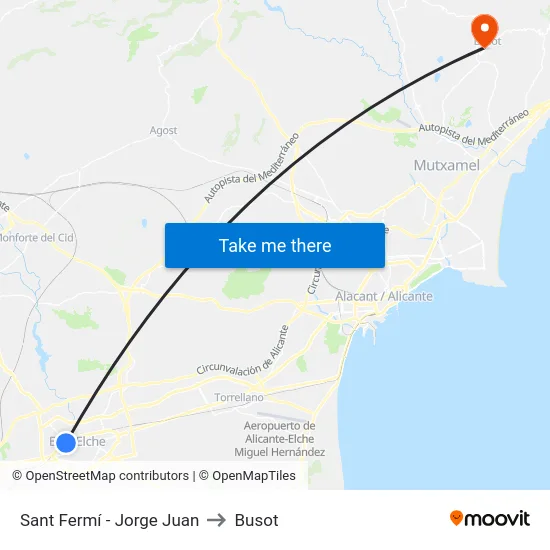 Sant Fermí - Jorge Juan to Busot map