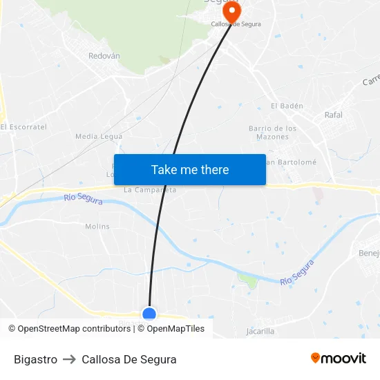 Bigastro to Callosa De Segura map