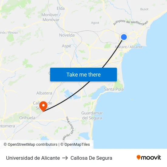 Universidad de Alicante to Callosa De Segura map