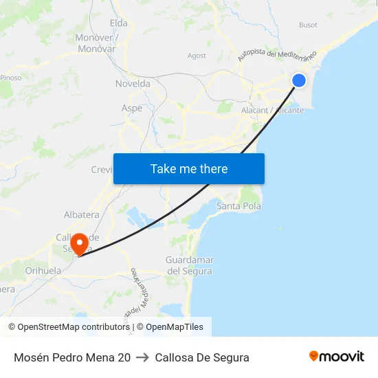 Mosén Pedro Mena 20 to Callosa De Segura map