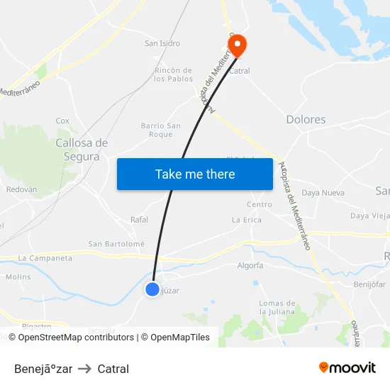 Benejãºzar to Catral map