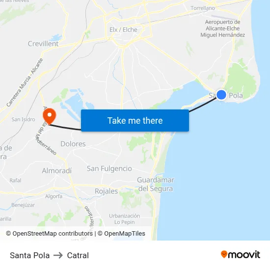 Santa Pola to Catral map