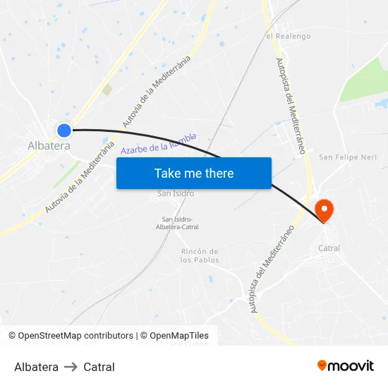 Albatera to Catral map