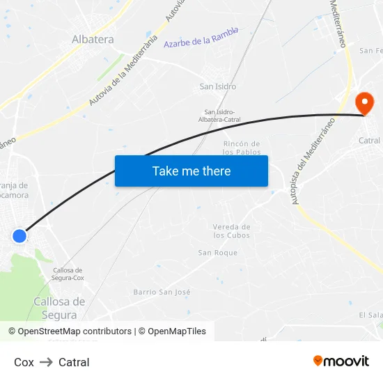 Cox to Catral map