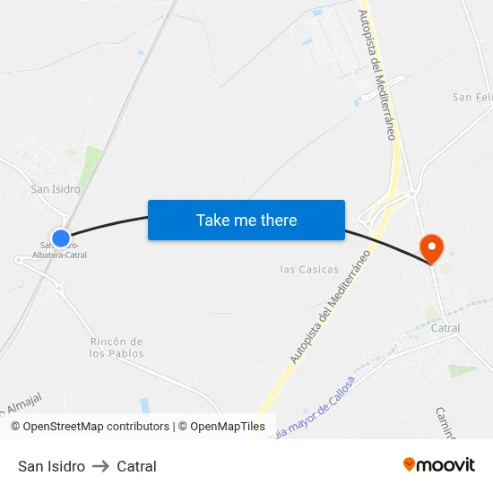 San Isidro to Catral map