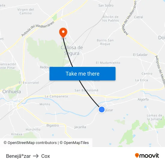 Benejãºzar to Cox map