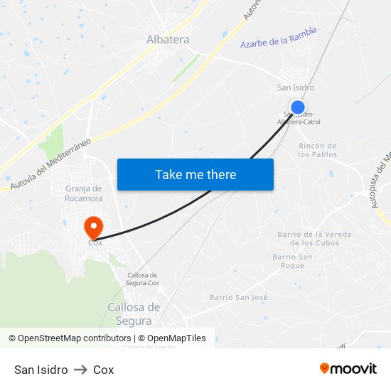 San Isidro to Cox map