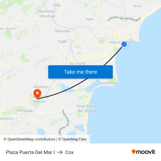 Plaza Puerta Del Mar I to Cox map