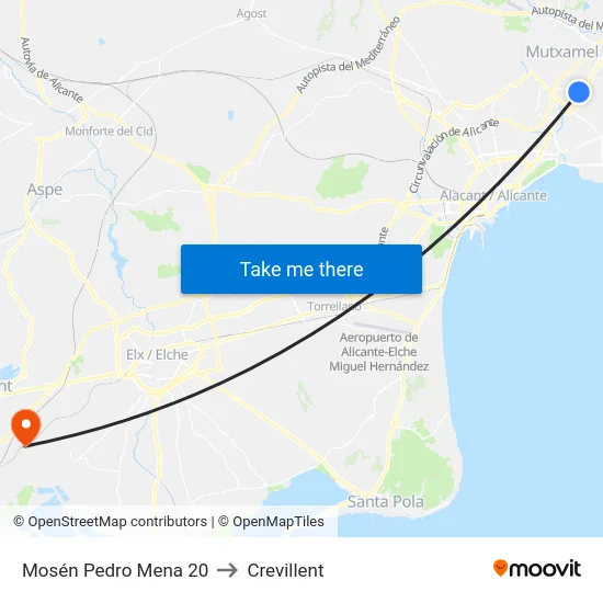 Mosén Pedro Mena 20 to Crevillent map