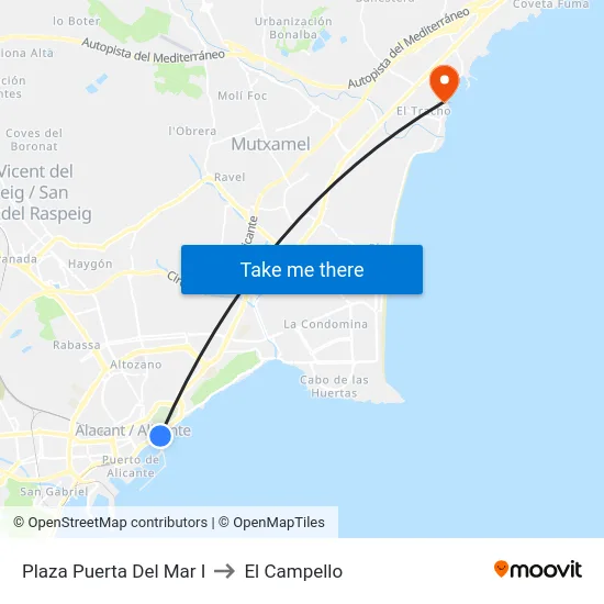 Plaza Puerta Del Mar I to El Campello map