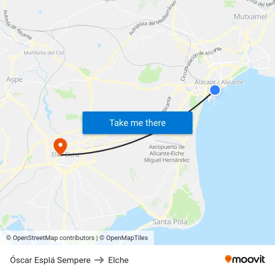 Óscar Esplá Sempere to Elche map