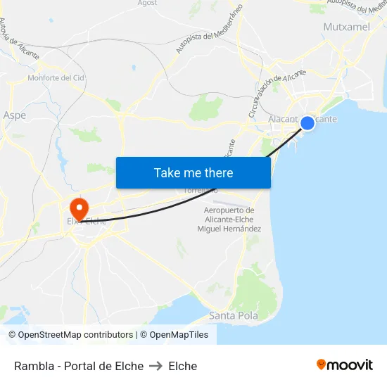 Rambla - Portal de Elche to Elche map