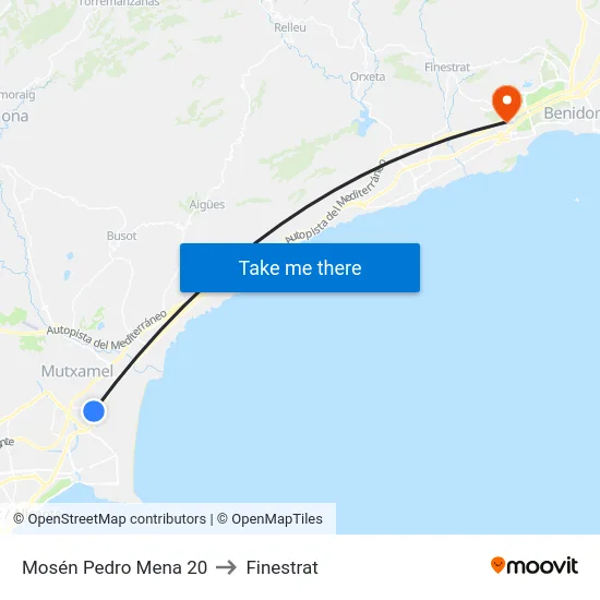 Mosén Pedro Mena 20 to Finestrat map