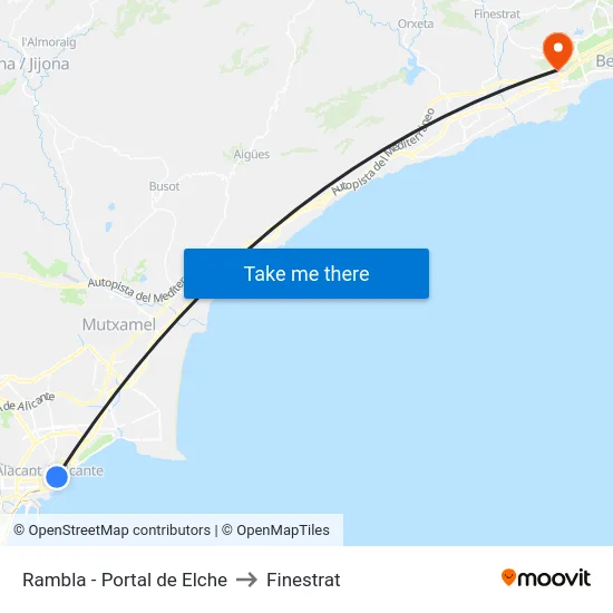 Rambla - Portal de Elche to Finestrat map