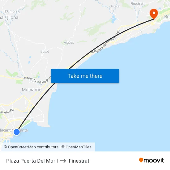 Plaza Puerta Del Mar I to Finestrat map