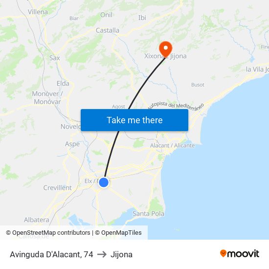 Avinguda D'Alacant, 74 to Jijona map