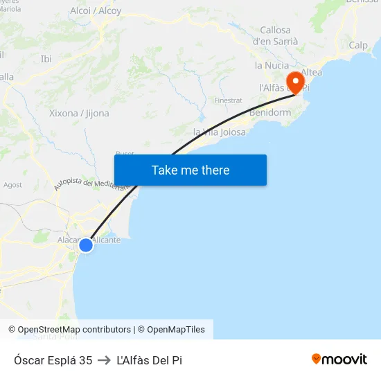 Óscar Esplá 35 to L'Alfàs Del Pi map