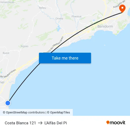 Costa Blanca 121 to L'Alfàs Del Pi map