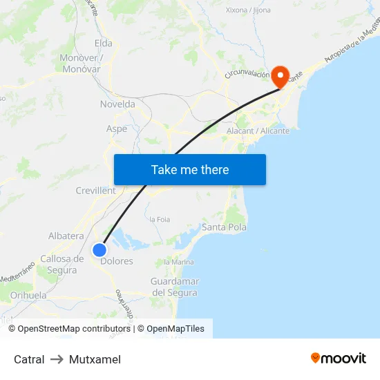 Catral to Mutxamel map