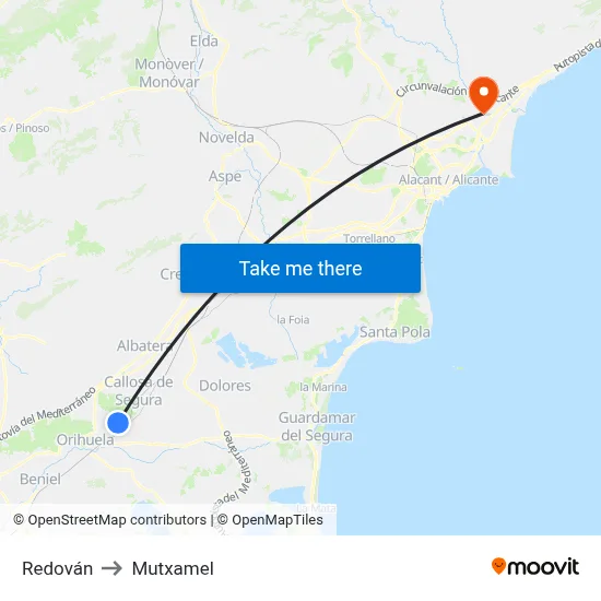 Redován to Mutxamel map