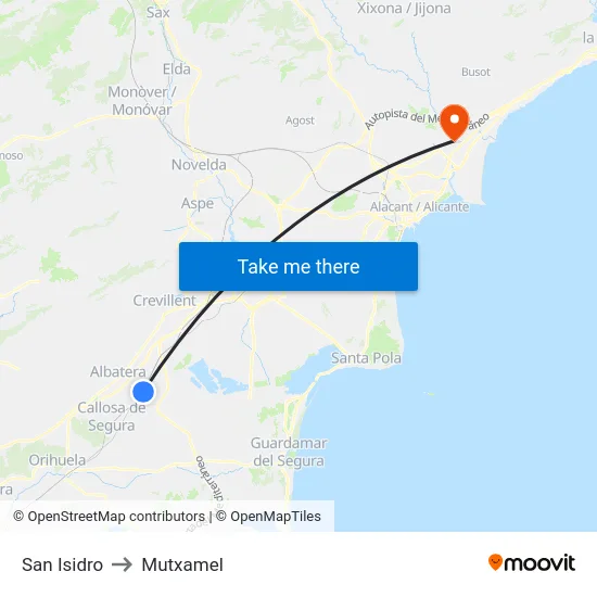 San Isidro to Mutxamel map