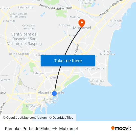 Rambla - Portal de Elche to Mutxamel map