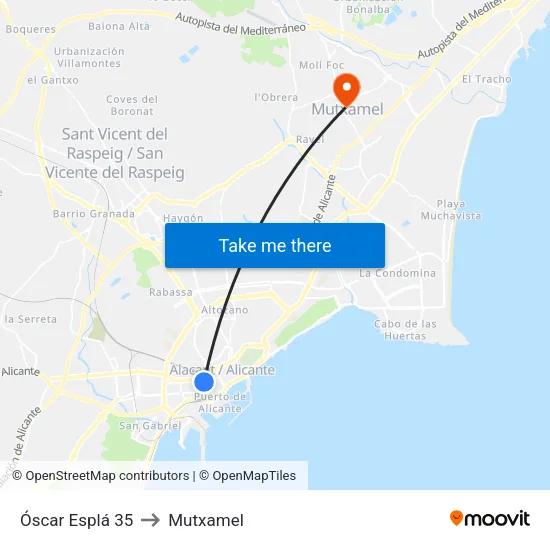 Óscar Esplá 35 to Mutxamel map