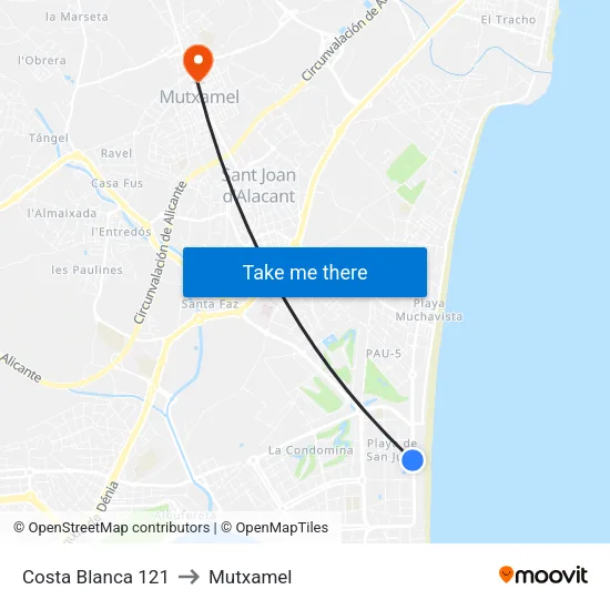 Costa Blanca 121 to Mutxamel map