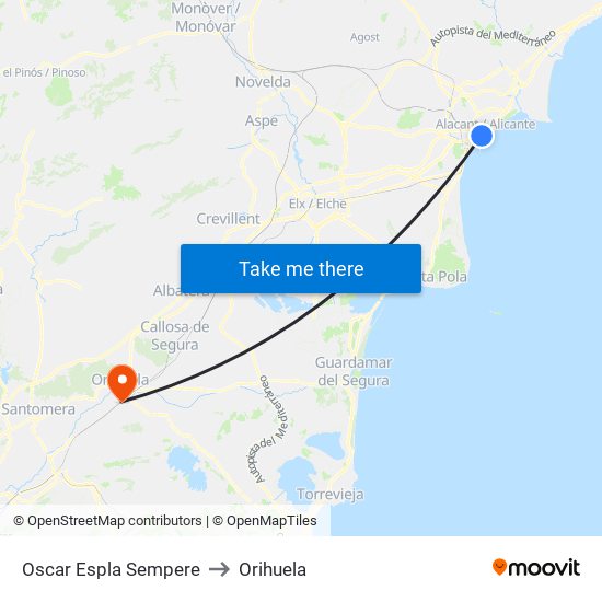 Oscar Espla Sempere to Orihuela map