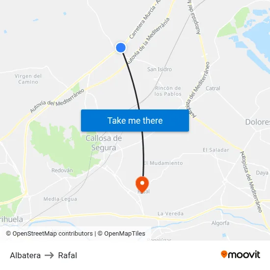 Albatera to Rafal map