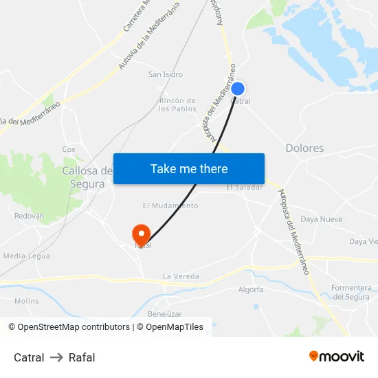 Catral to Rafal map