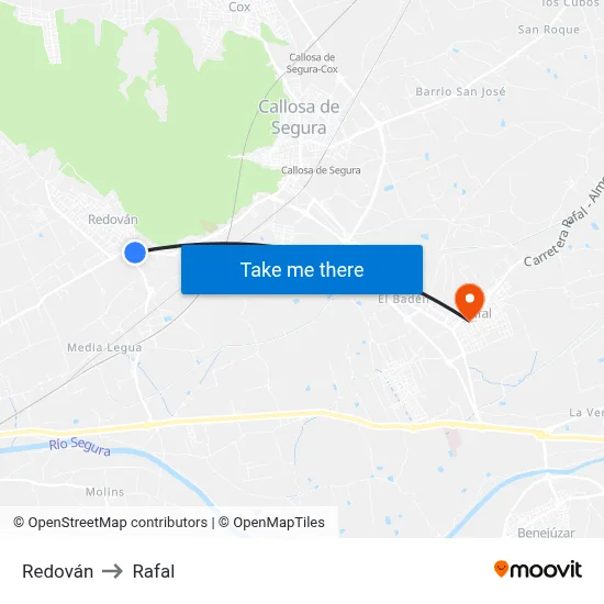 Redován to Rafal map