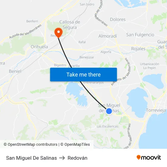 San Miguel De Salinas to Redován map