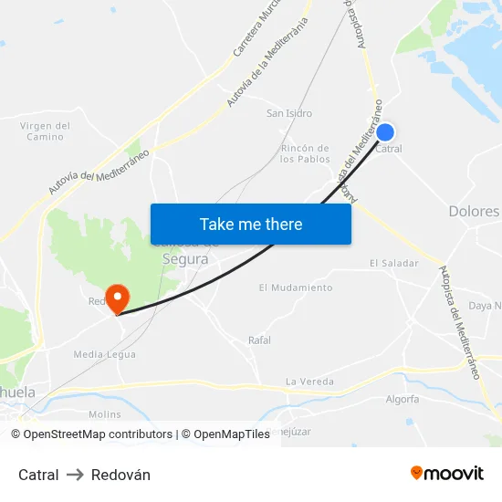 Catral to Redován map