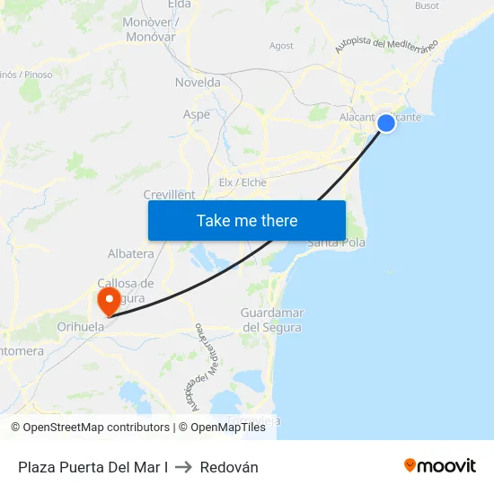 Plaza Puerta Del Mar I to Redován map