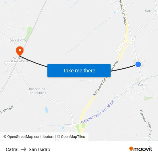 Catral to San Isidro map
