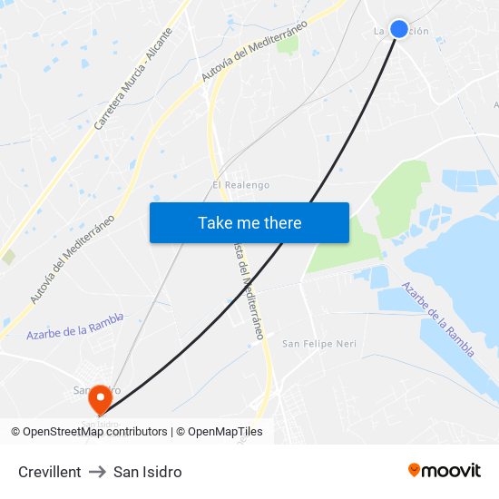 Crevillent to San Isidro map